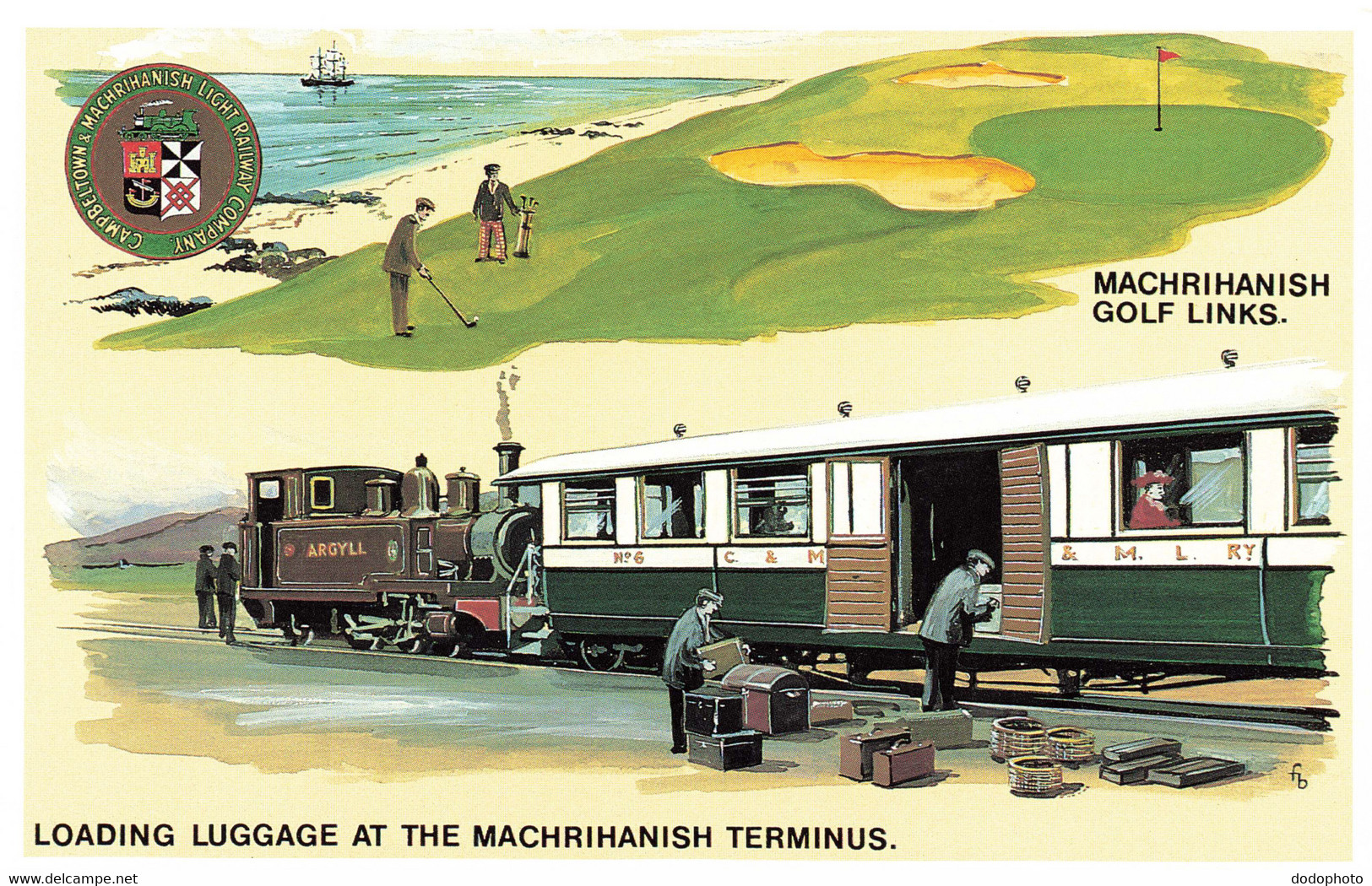 R569395 Loading Luggage At Machrihanish Terminus. Golf Links. Campbeltown And Machrihanish Light Railway Company. Dalkei - World