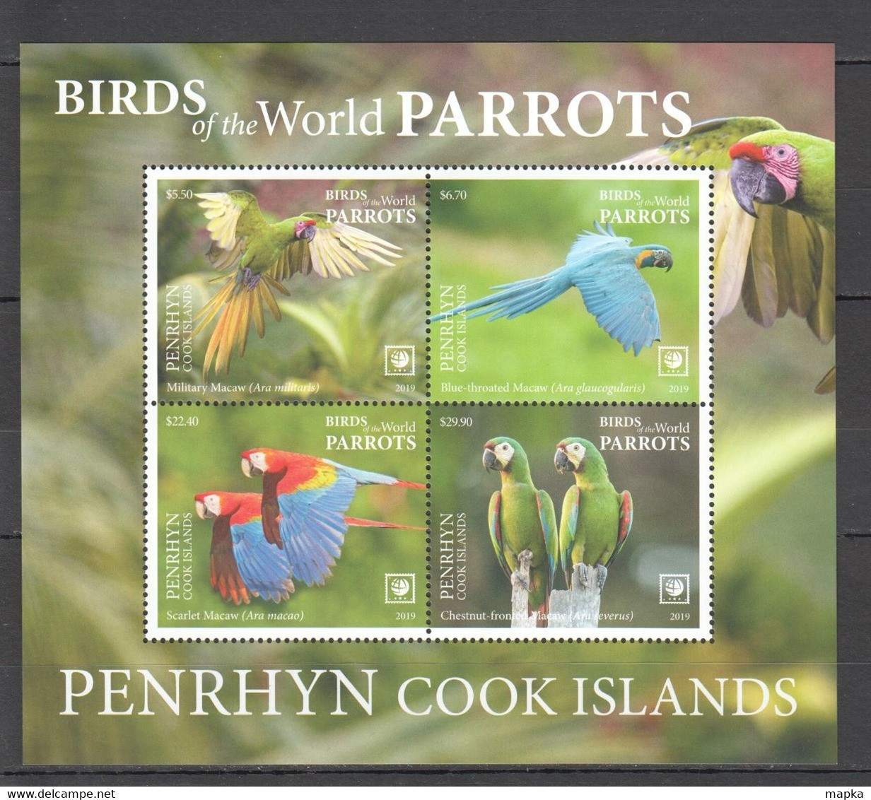 NW0417 2019 !!! SALE PENRHYN FAUNA BIRDS PARROTS MICHEL 95 EURO BL132 MNH - Pappagalli & Tropicali