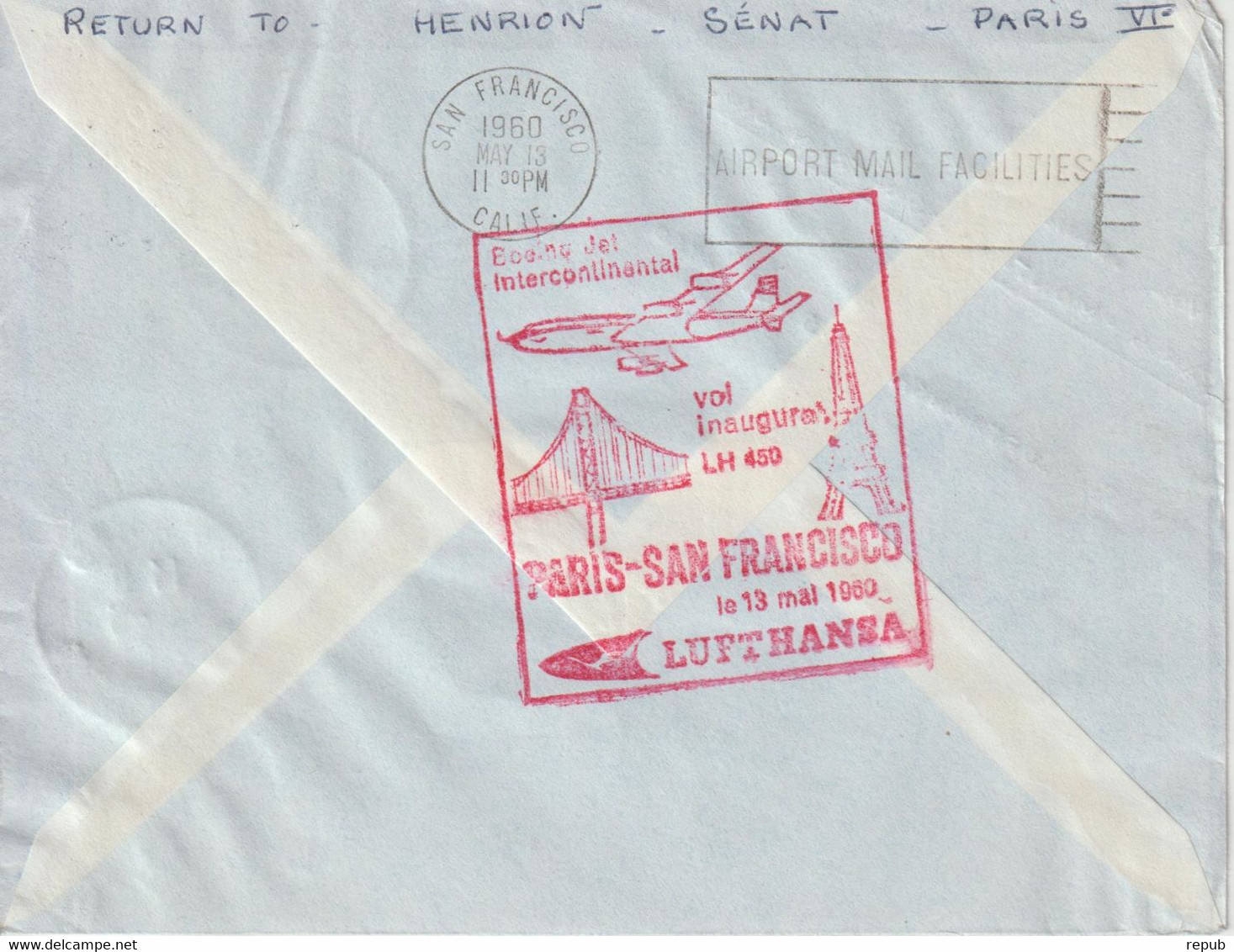 France 1960 Première Liaison Paris-Montréal-San-Francisco - First Flight Covers