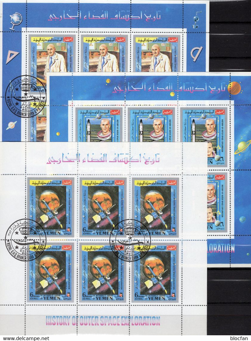 Set 5 US-spaceteam 1960-1975 Jemen 865+874+889KB O 18€ Goddard Raumfahrt Gemini 5 Mariner 7 S/s M/s Blocs Bloque Bf NASA - Collections