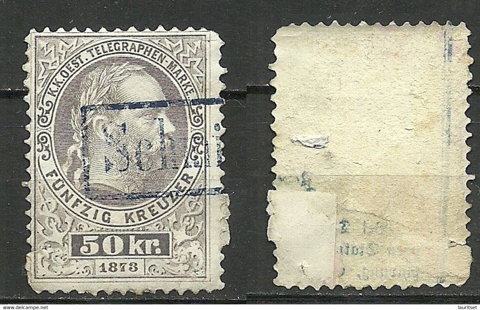 Österreich Austria 1873 Keiser Franz Joseph Telegraphenmarke 50 Kr. O - Telegraphenmarken