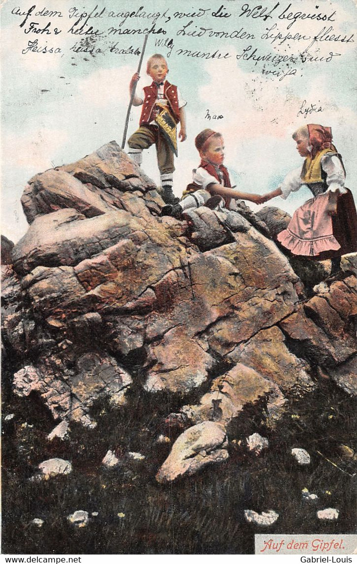 Auf Dem Gipfel -  Cachet Passugg-Araschgen, Churwalden 1904 - Kinder Trachten Graubünden ? Appenzeller ? - Churwalden