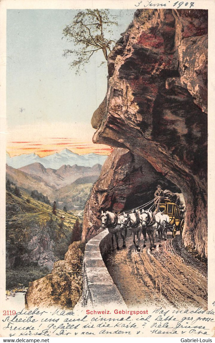 Schweiz Gebirgspost ATTELAGE - DILIGENCE - Cachet 1904 Poste Fédérale - Otros & Sin Clasificación