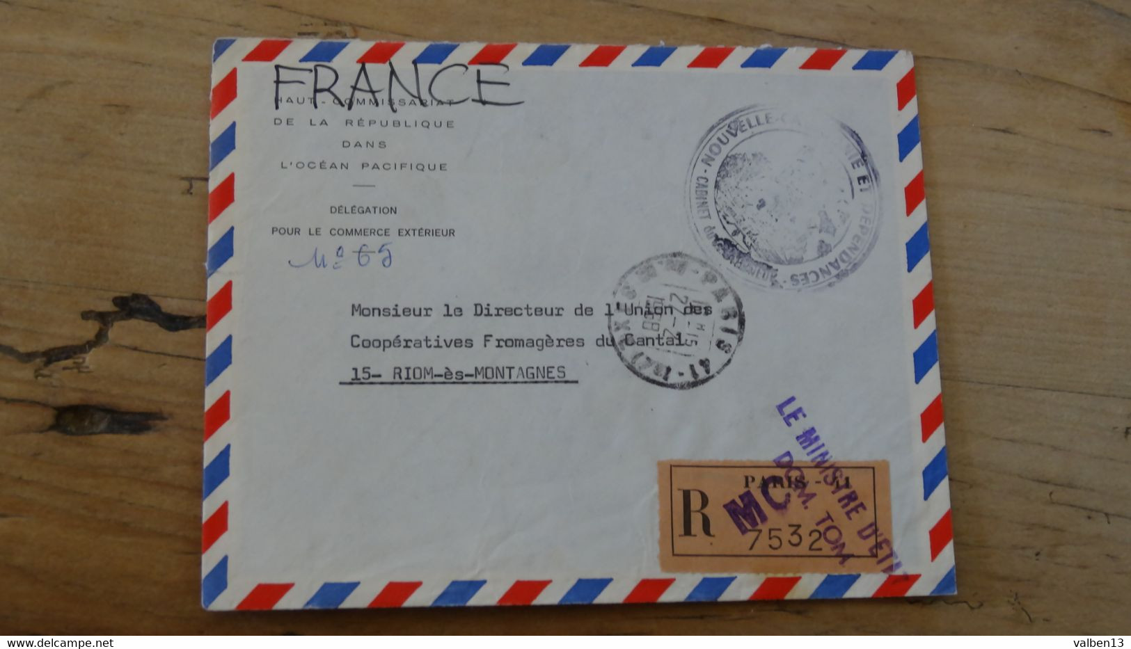 Enveloppe NOUVELLE CALEDONIE, Ministre D'état DOM TOM, Recommandé - 1968 - Briefe U. Dokumente
