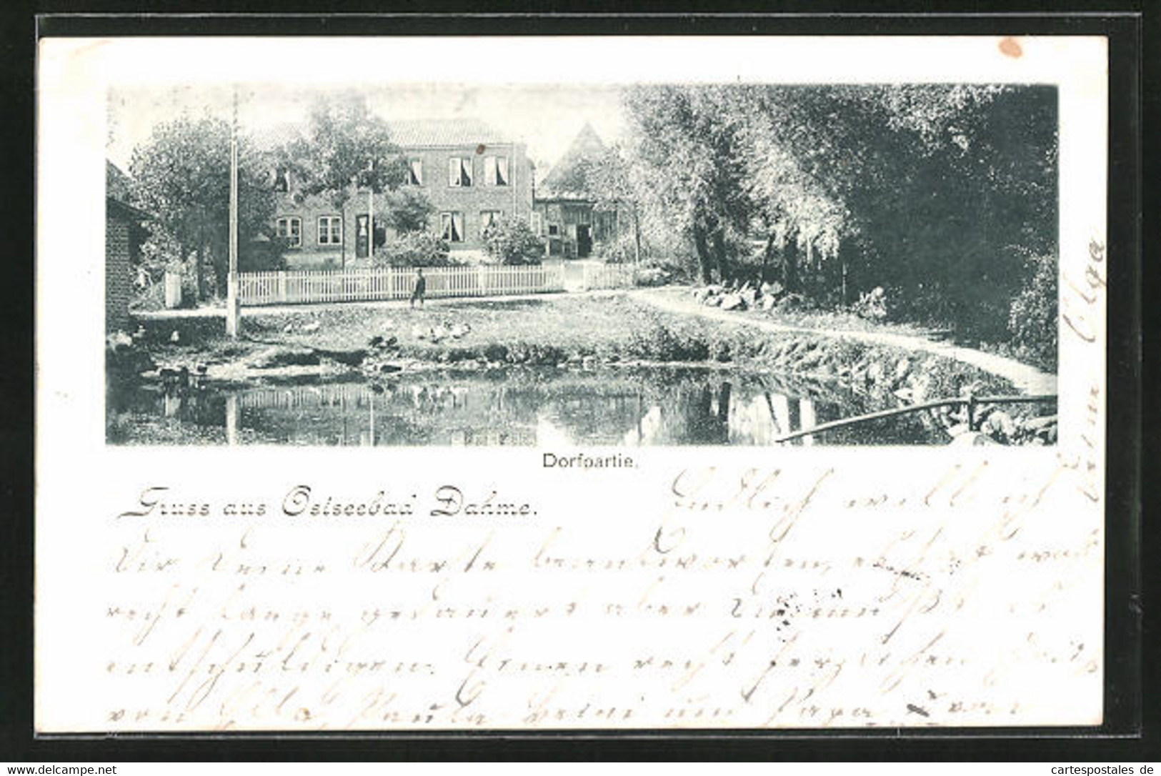 AK Ostseebad Dahme, Dorfpartie Am Teich - Dahme