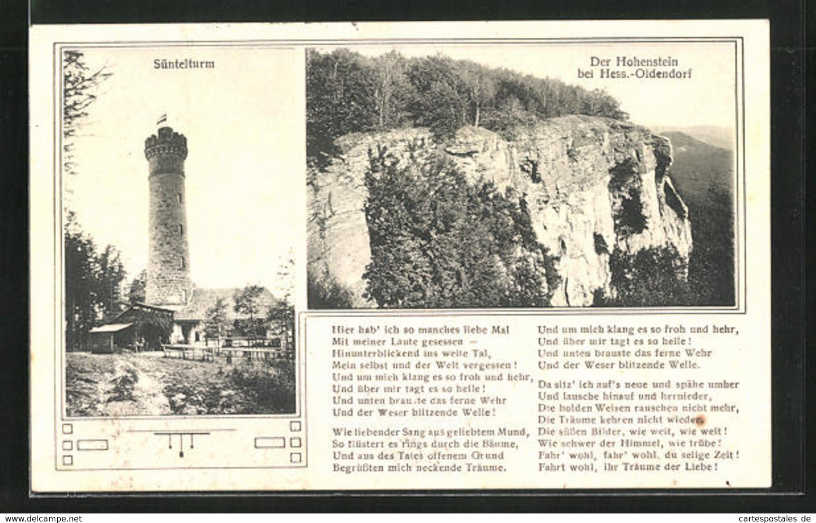 AK Hess.-Oldendorf, Der Hohenstein Und Süntelturm - Hessisch-Oldendorf