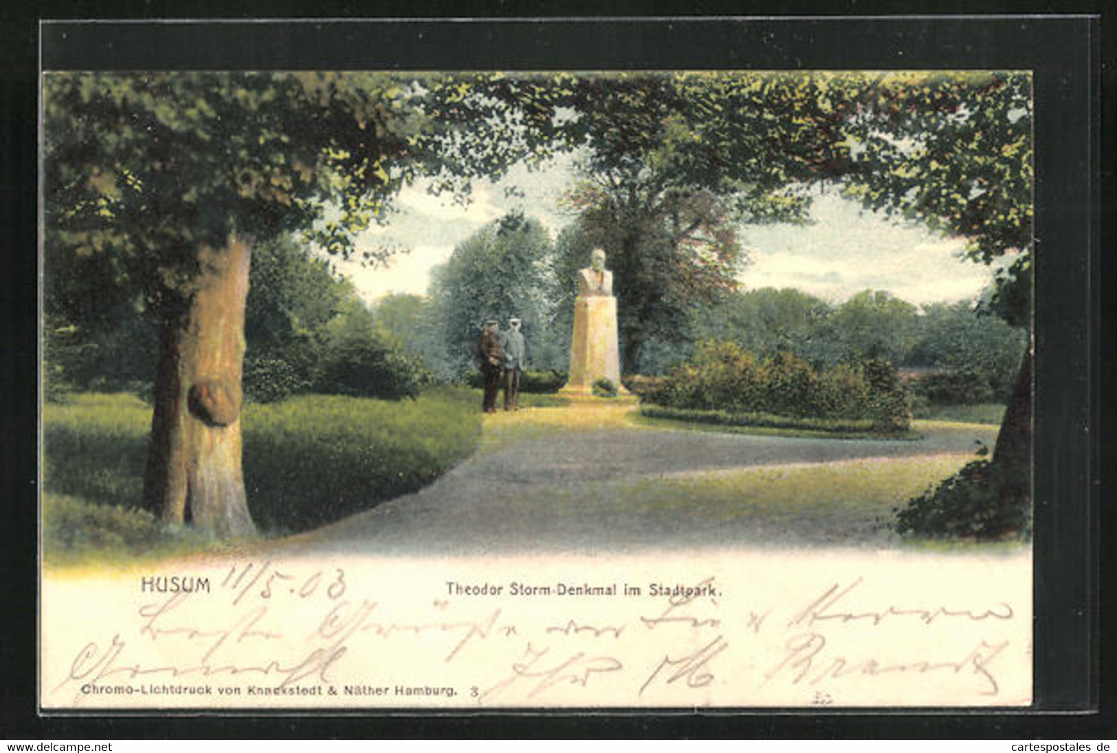 AK Husum, Denkmal Von Theodor Storm Im Stadtpark - Husum