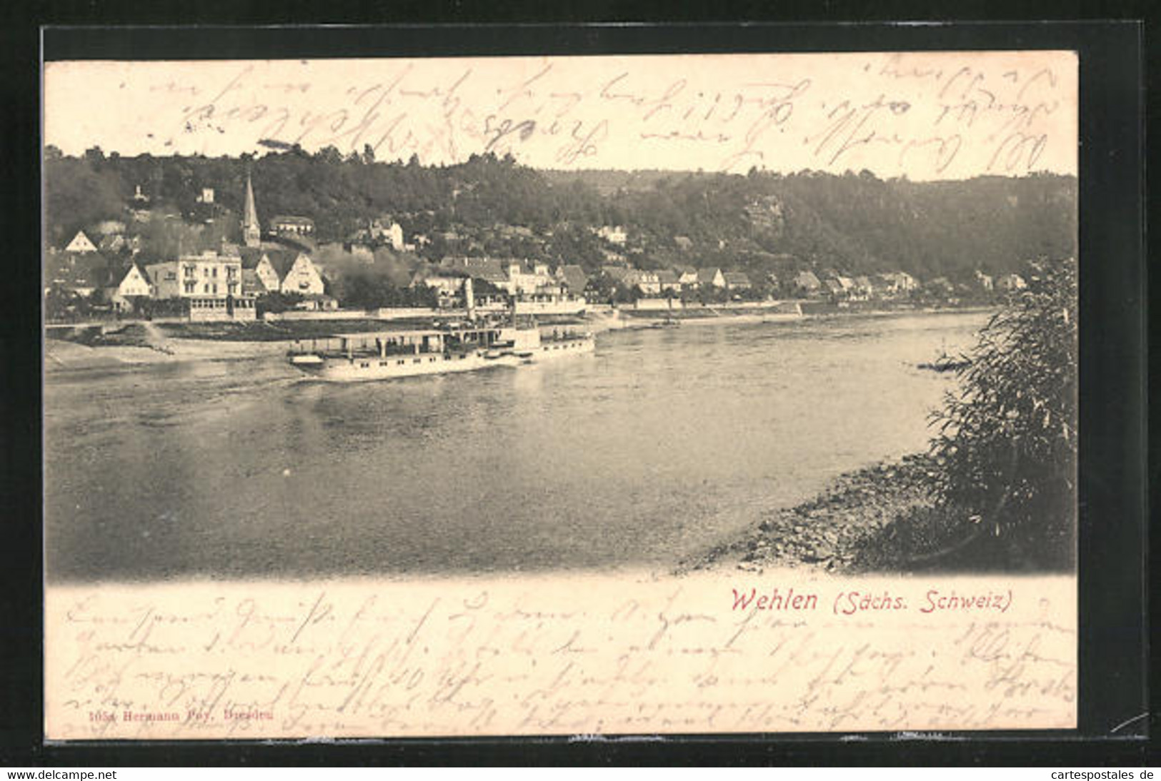 AK Wehlen /Sächs. Schweiz, Blick Auf Den Ort Vom Anderen Elbufer Aus - Wehlen