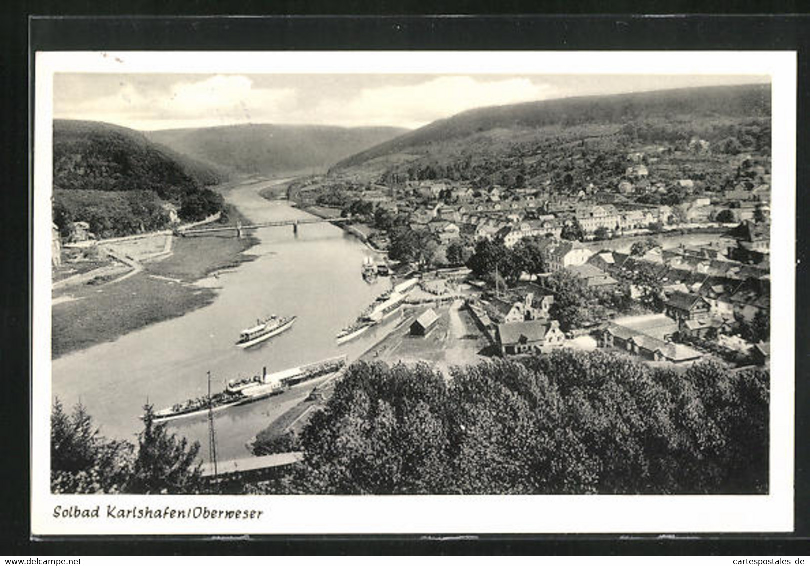 AK Karlshafen / Oberweser, Teilansicht Mit Brücke Und Dampfern - Bad Karlshafen