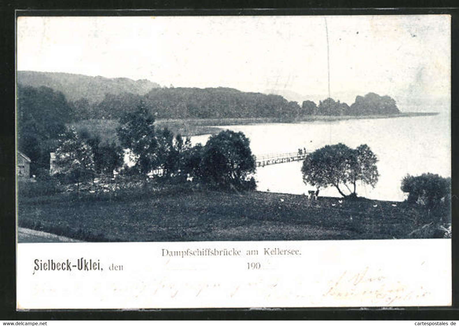 AK Sielbeck-Uklei, Dampfschiffsbrücke Am Kellersee - Damp