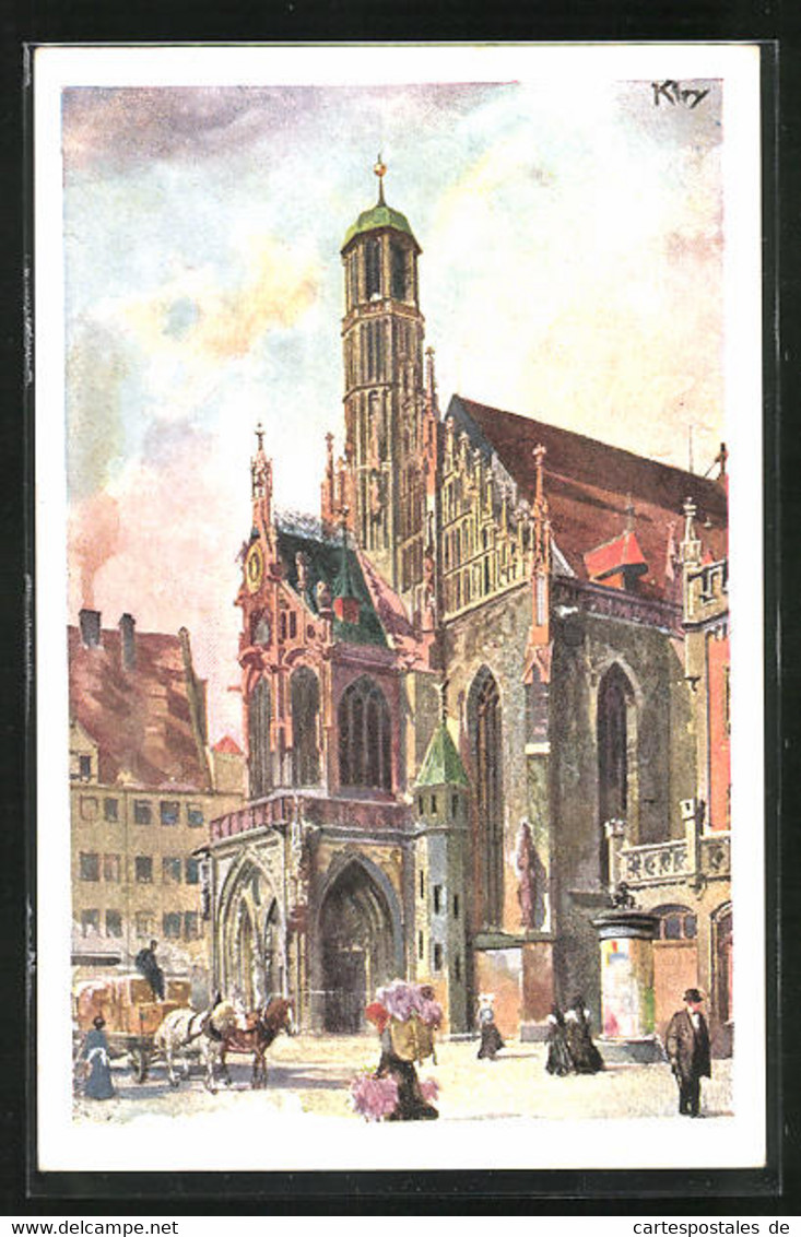 Künstler-AK Heinrich Kley: Nürnberg, Litfasssäule Neben Der Frauenkirche - Kley