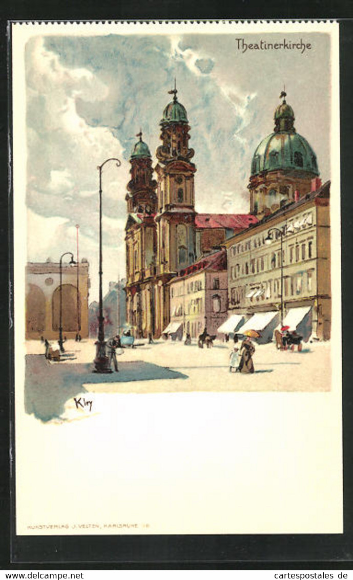 Künstler-AK Heinrich Kley: München, Theatinerkirche Mit Vorplatz - Kley