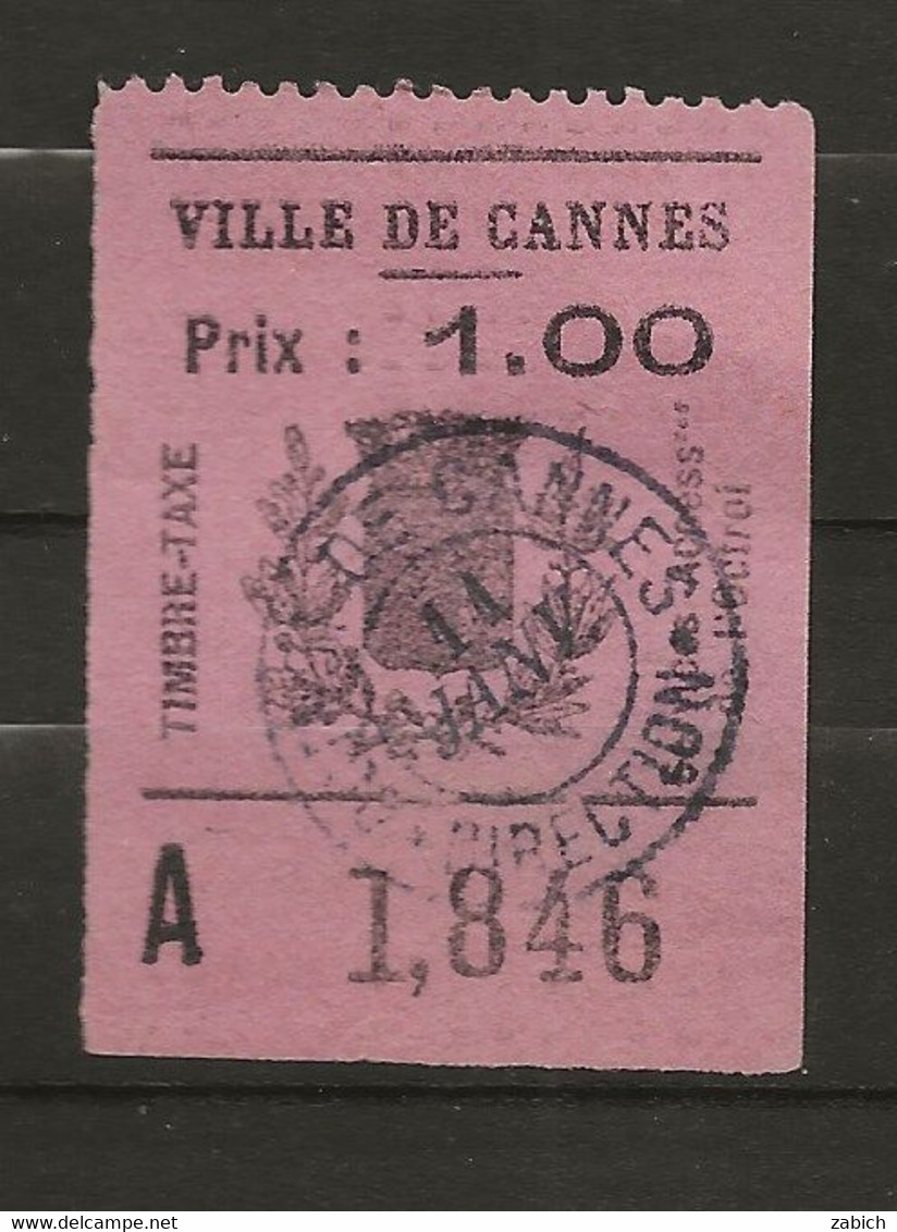 FISCAUX  AFFICHES VILLE DE CANNES N°13  1F Rose PREOBLITERE 11 JANV - Sonstige & Ohne Zuordnung