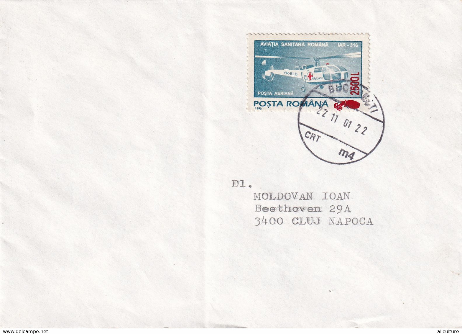 A9428-  LETTER FROM BUCHAREST 2001 ROMANIA USED STAMPS ON COVER ROMANIAN POSTAGE SENT TO CLUJ NAPOCA - Lettres & Documents