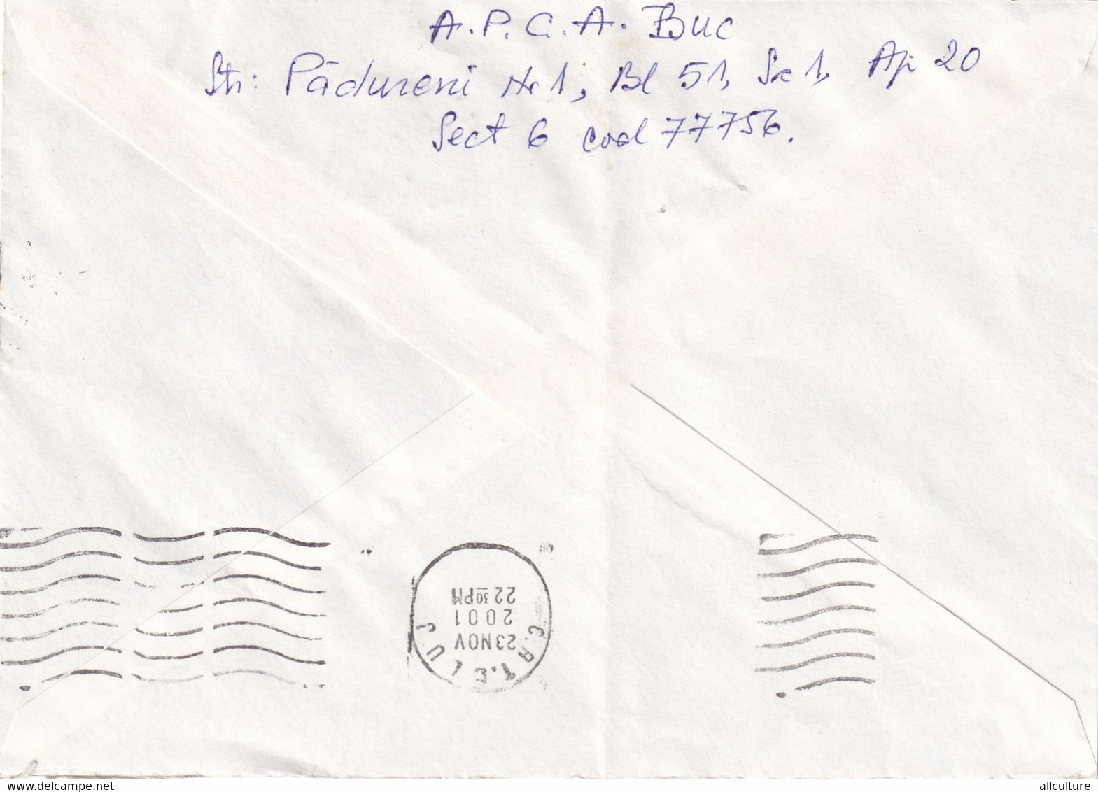 A9428-  LETTER FROM BUCHAREST 2001 ROMANIA USED STAMPS ON COVER ROMANIAN POSTAGE SENT TO CLUJ NAPOCA - Lettres & Documents