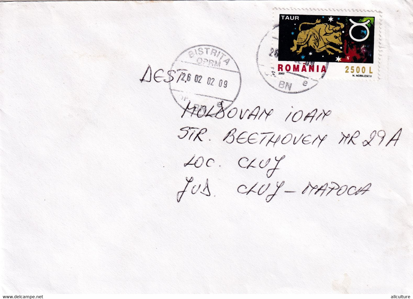 A9430-  LETTER FROM BISTRITA NASAUD 2002 ROMANIA USED STAMPS ON COVER ROMANIAN POSTAGE SENT TO CLUJ NAPOCA - Brieven En Documenten