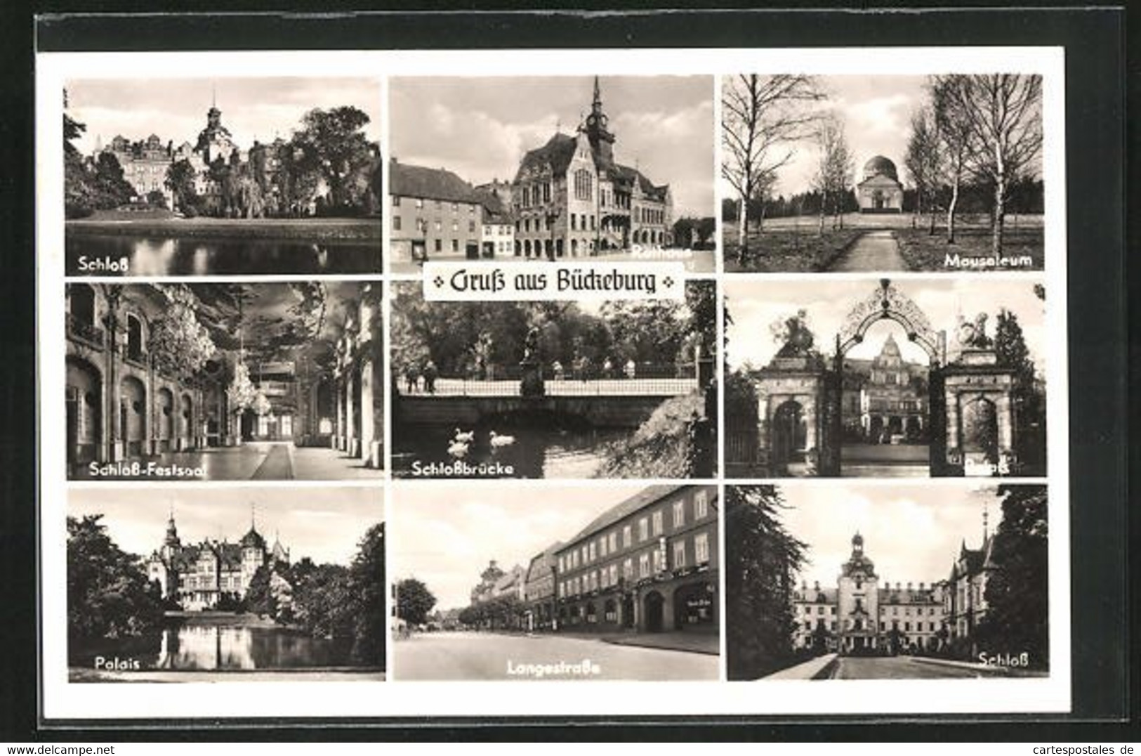 AK Bückeburg, Langestrasse, Mausoleum, Schlosbrücke - Bueckeburg