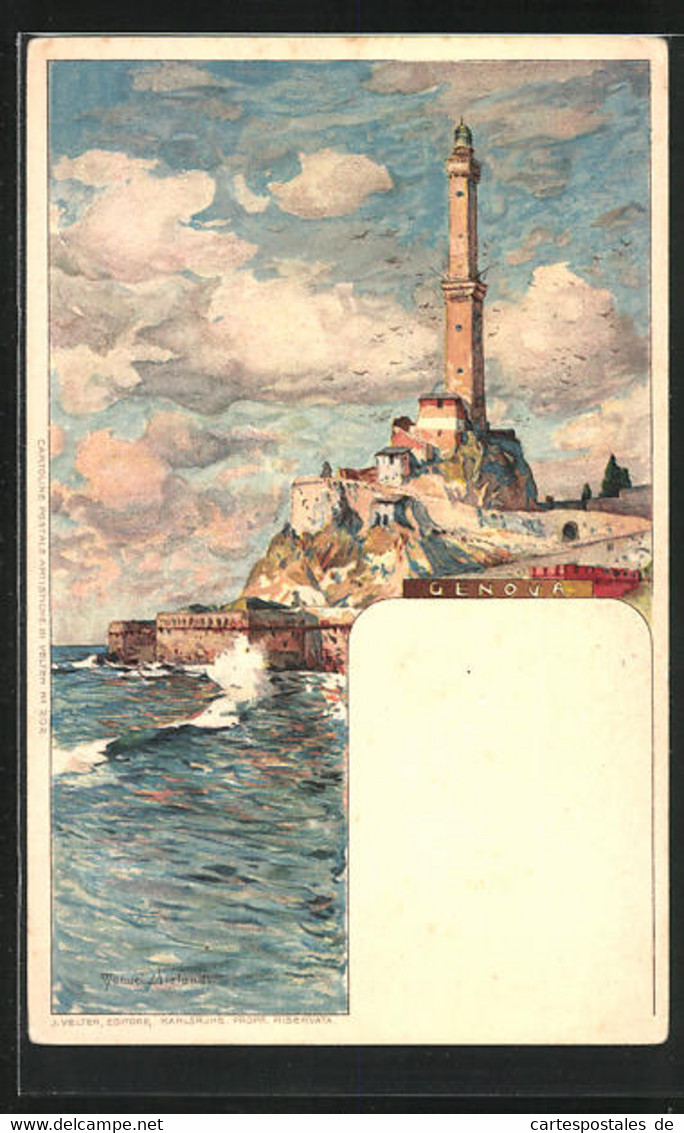 Künstler-AK Manuel Wielandt: Genova, Wasser Mit Turm - Wielandt, Manuel