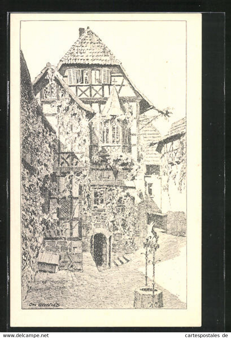 Künstler-AK Otto Ubbelohde: Der Erste Hof Der Wartburg - Ubbelohde, Otto