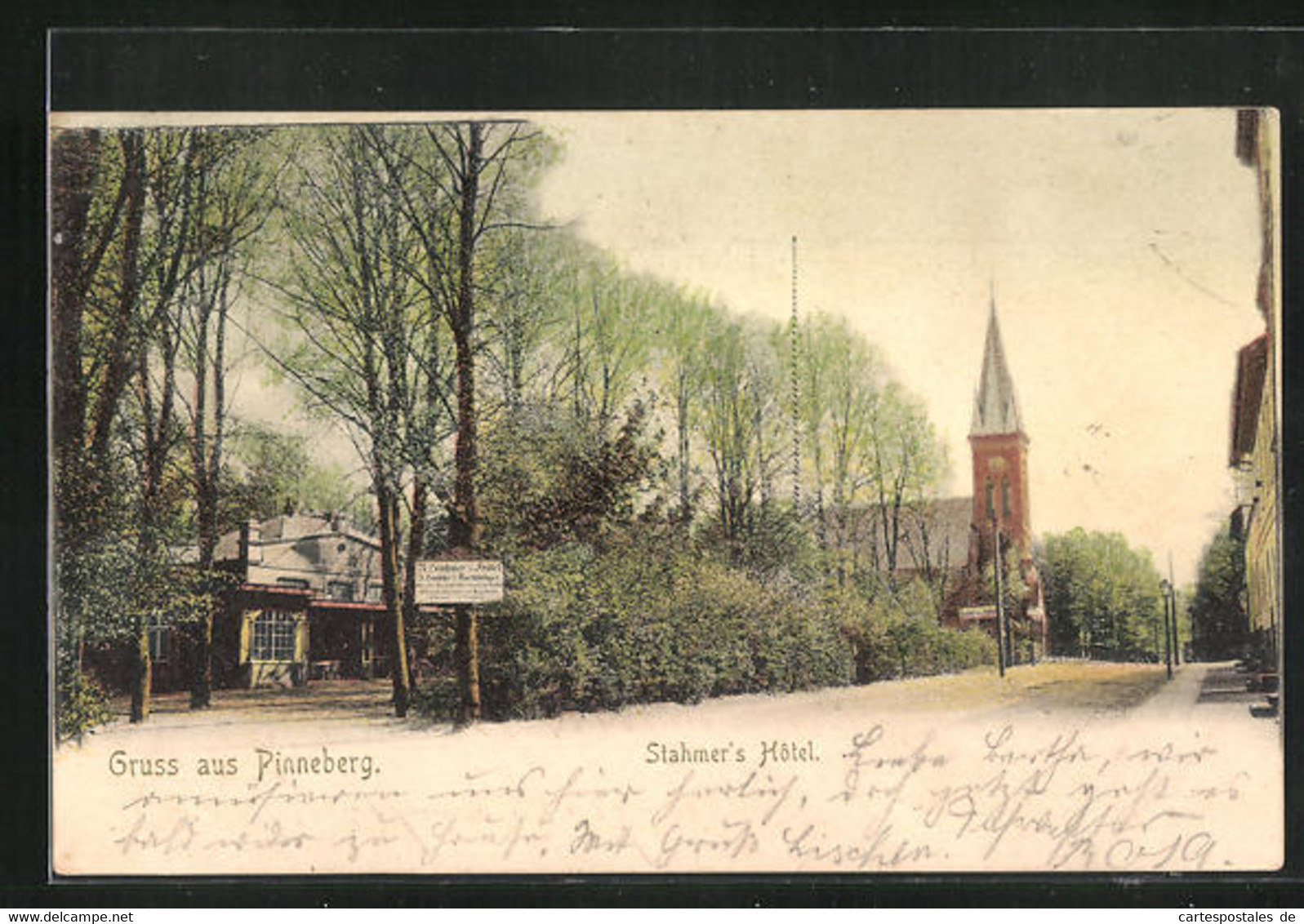 AK Pinneberg, Ortspartie Mit Hotel Stahmer Und Blick Zur Kirche - Pinneberg