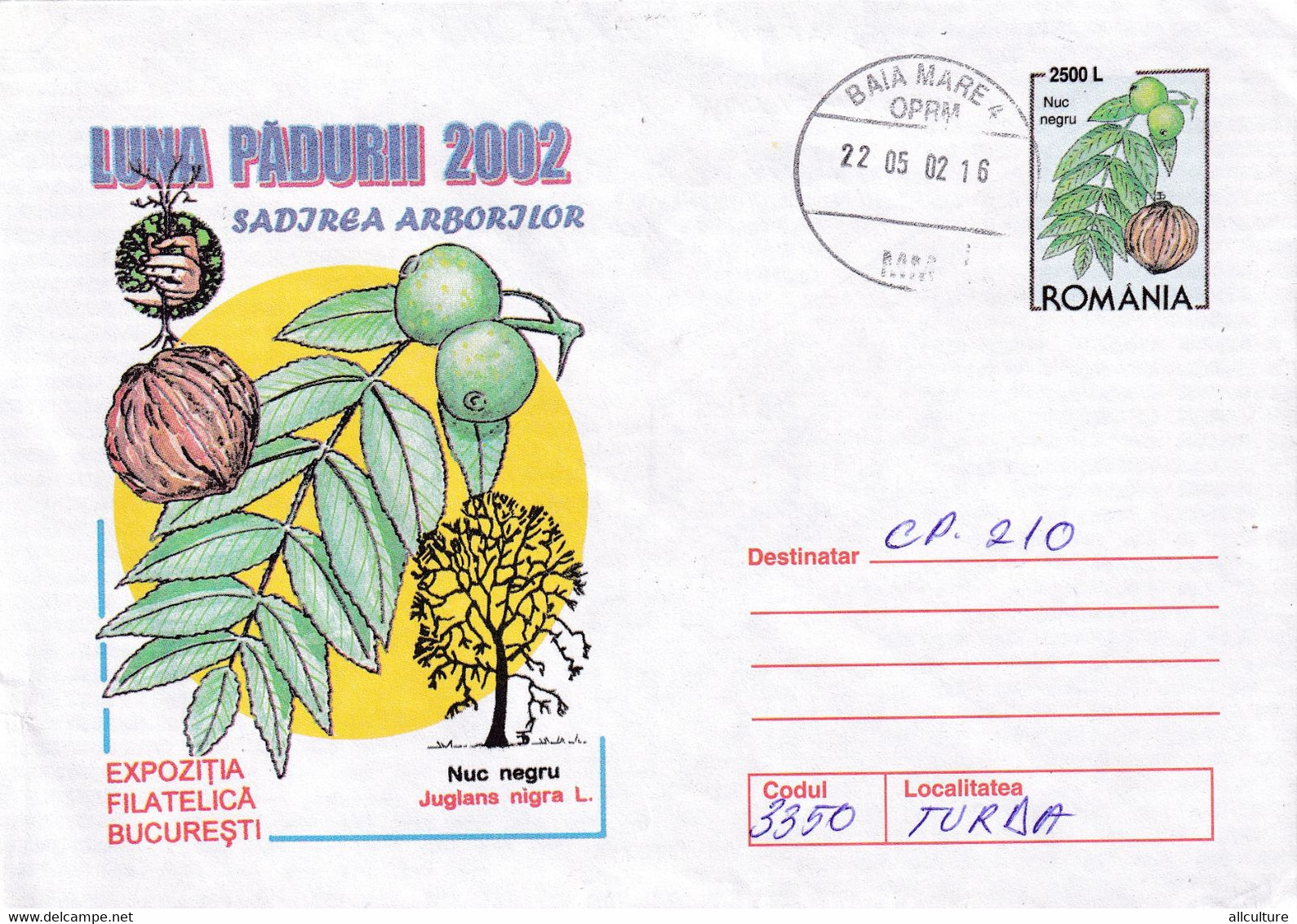A9457- PHYLATELIC EXHIBITION FOREST MONTH 2002 JUGLANS NIGRA,2002 ROMANIA ROMANIAN POSTAGE STAMP COVER STATIONERY - Árboles