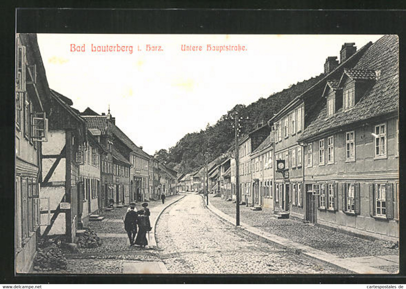 AK Bad Lauterberg / Harz, Einwohner Auf Der Unteren Hauptstrasse - Bad Lauterberg