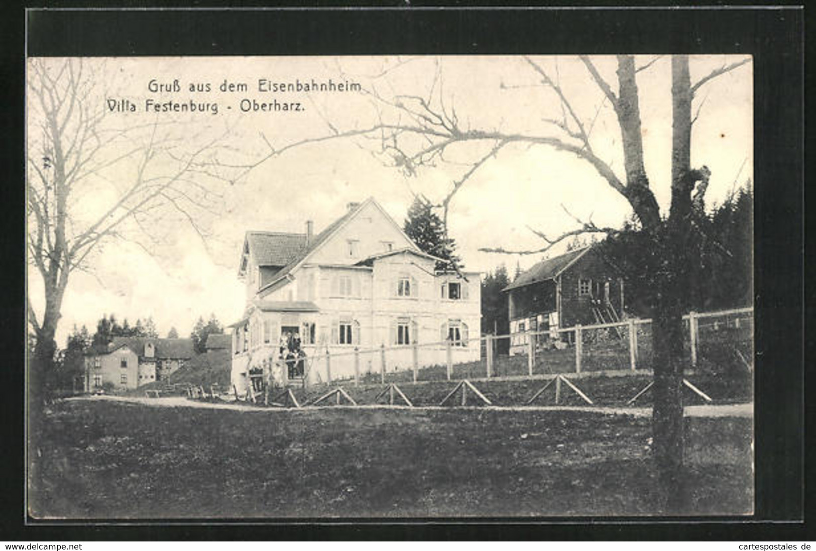 AK Festenburg / Oberharz, Villa Festenburg, Eisenbahnheim - Oberharz