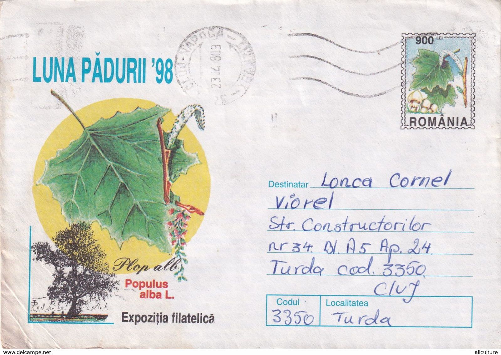 A9464- PHYLATELIC EXHIBITION FOREST MONTH '98,CLUJ NAPOCA ROMANIA 1998 ROMANIAN POSTAGE STAMP COVER STATIONERY - Exposiciones Filatélicas