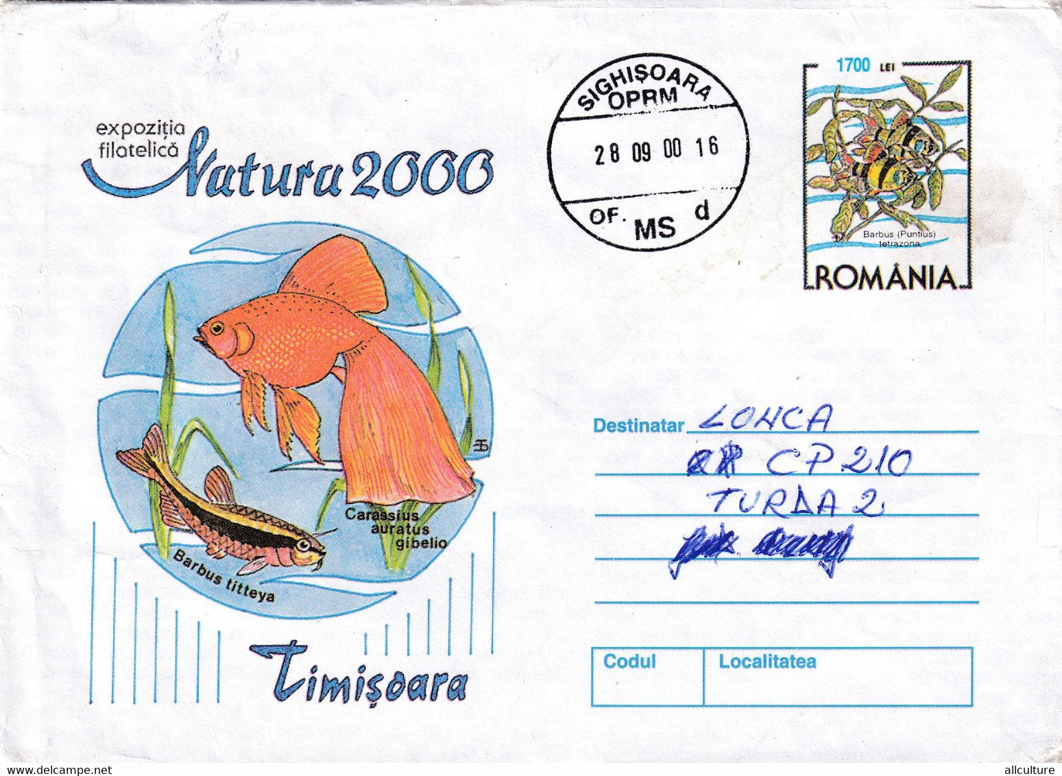 A9480-PHYLATELIC EXHIBITION  NATURE 2000 TIMISOARA, SIGHISOARA 2000 ROMANIA ROMANIAN POSTAGE STAMP COVER STATIONERY - Exposiciones Filatélicas