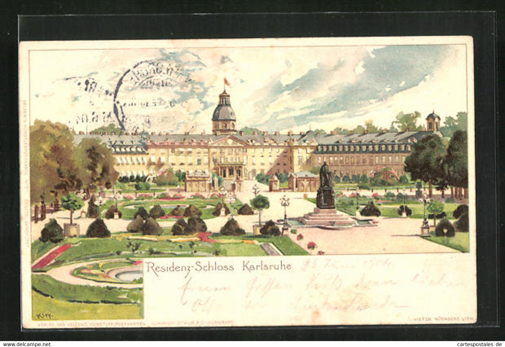 Künstler-AK Heinrich Kley: Karlsruhe, Residenz-Schloss Mit Anlagen - Kley