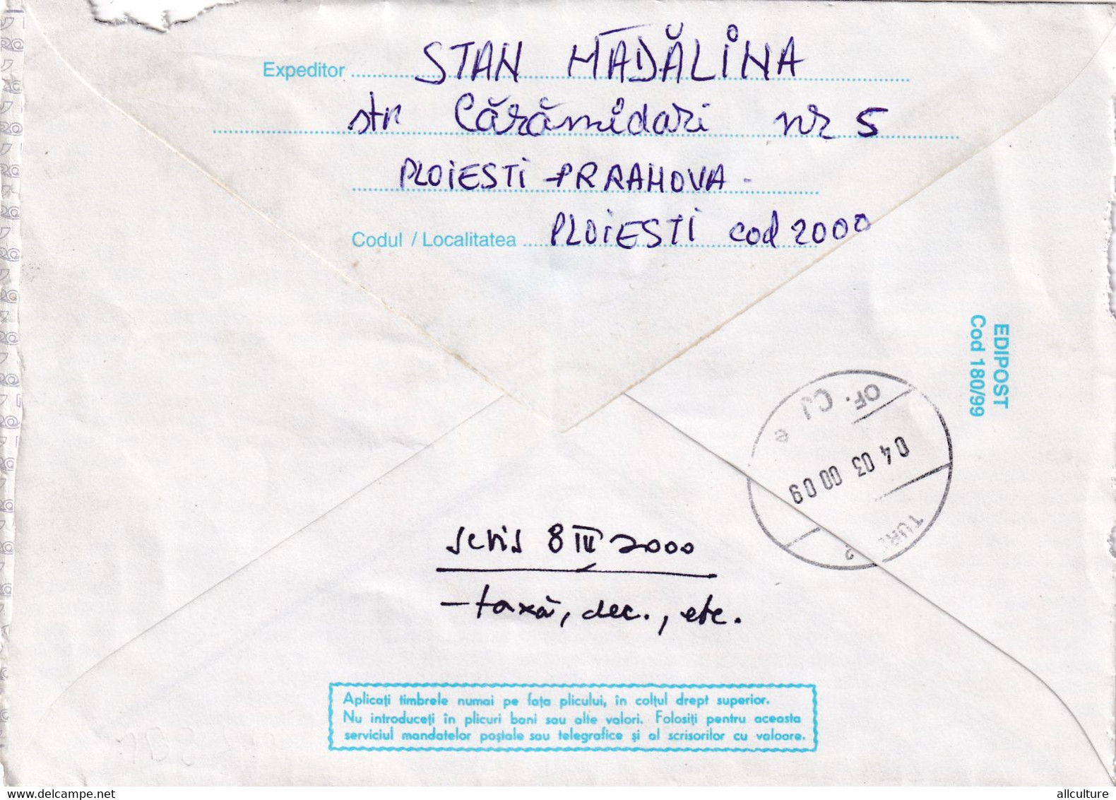 A9494-PHYLATELIC EXPO EMINESCIANA 2000, ROMANIAN POET MICHAEL EMINESCU,PLOIESTI 2000 ROMANIA COVER STATIONERY USED STAMP - Schrijvers