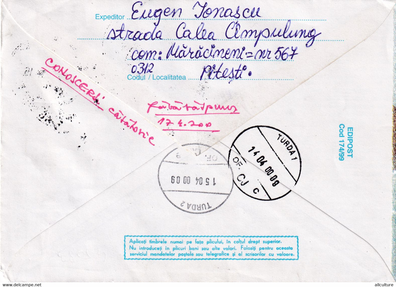 A9530- ROMANIAN SCIENTIFIC CONTRIBUTIONS-EMIL RACOVITA ANTARCTIC EXPLORER,CLUJ 2000 ROMANIA COVER STATIONERY USED STAMP - Polar Explorers & Famous People