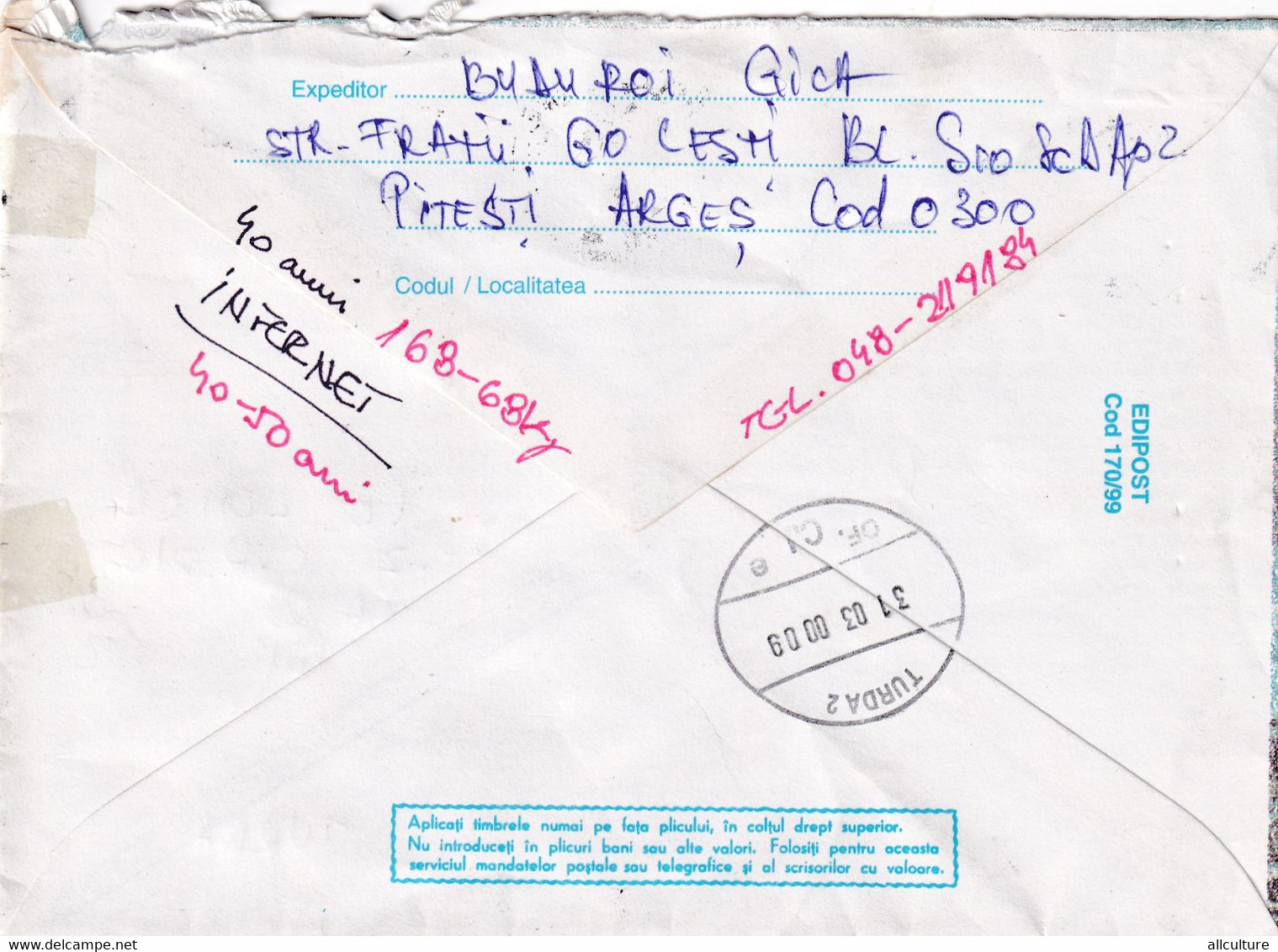 A9540- ROMANIAN SCIENTIFIC CONTRIBUTIONS ANTACTIC EXPEDITION BELGICA,PITESTI ROMANIA 2000 COVER STATIONERY USED STAMP - Polar Exploradores Y Celebridades