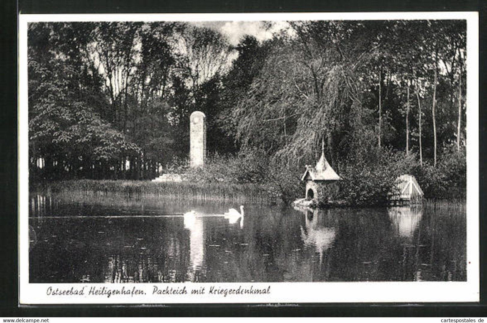 AK Heiligenhafen / Ostsee, Parkteich Mit Kriegerdenkmal - Heiligenhafen