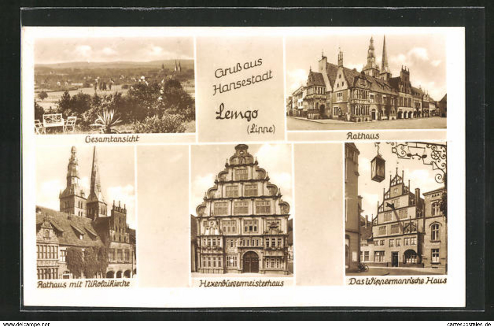 AK Lemgo, Gesamtansicht, Am Rathaus, Das Hexenbürgermeisterhaus, Rathaus Mit Nikolaikirche - Lemgo