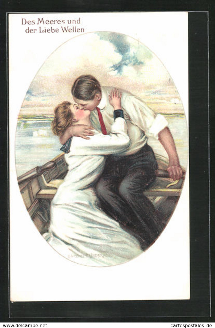 Künstler-AK Clarence F. Underwood: Des Meeres Und Der Liebe Wellen, Liebespaar Küsst Sich In Einem Ruderboot - Underwood, Clarence F.