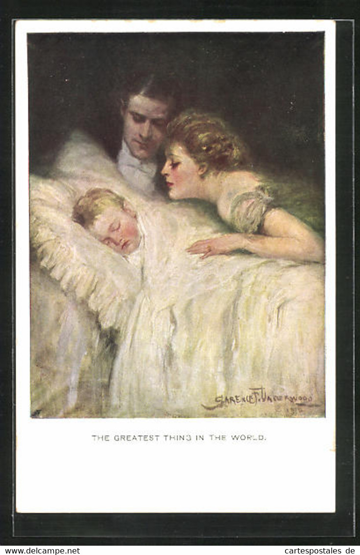 Künstler-AK Clarence F. Underwood: Stolzes Elternpaar Blickt Auf Den Schlafenden Sohn - Underwood, Clarence F.