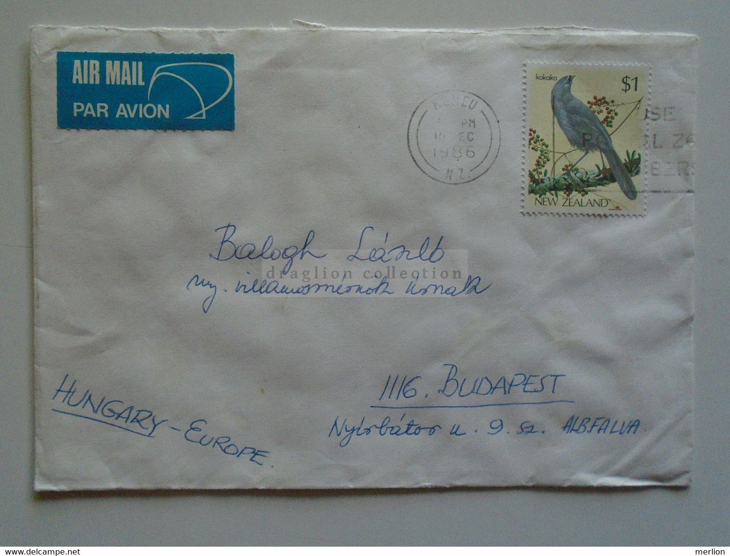 AD049.26  New Zealand -Cover  Cancel  1986 Stamp Bird Kokako - Covers & Documents