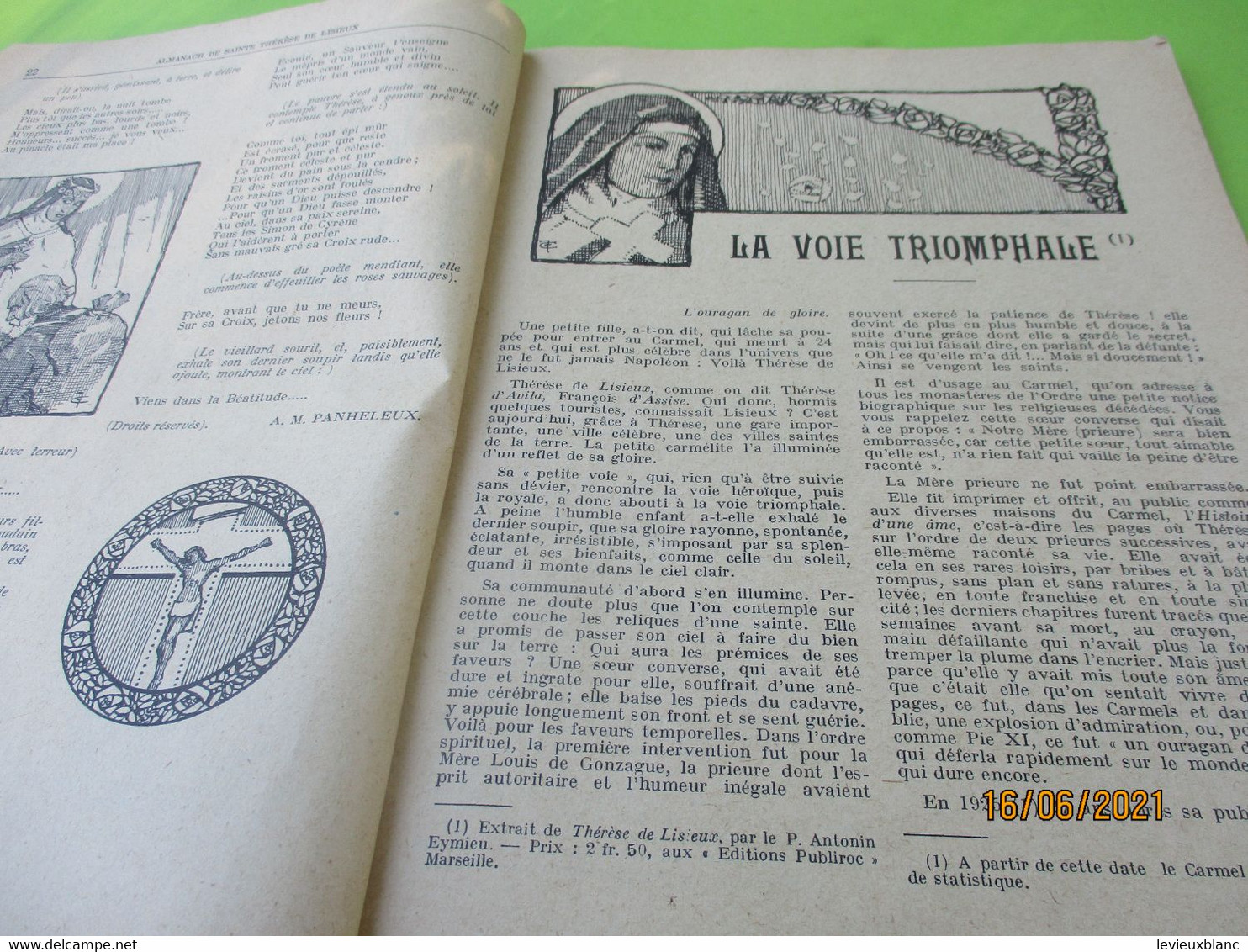 Almanach De SAINTE THERESEde LISIEUX/Nouvelle Société Anonyme Du PAS De Calais/ ARRAS/1932    CAN857 - Religion & Esotericism