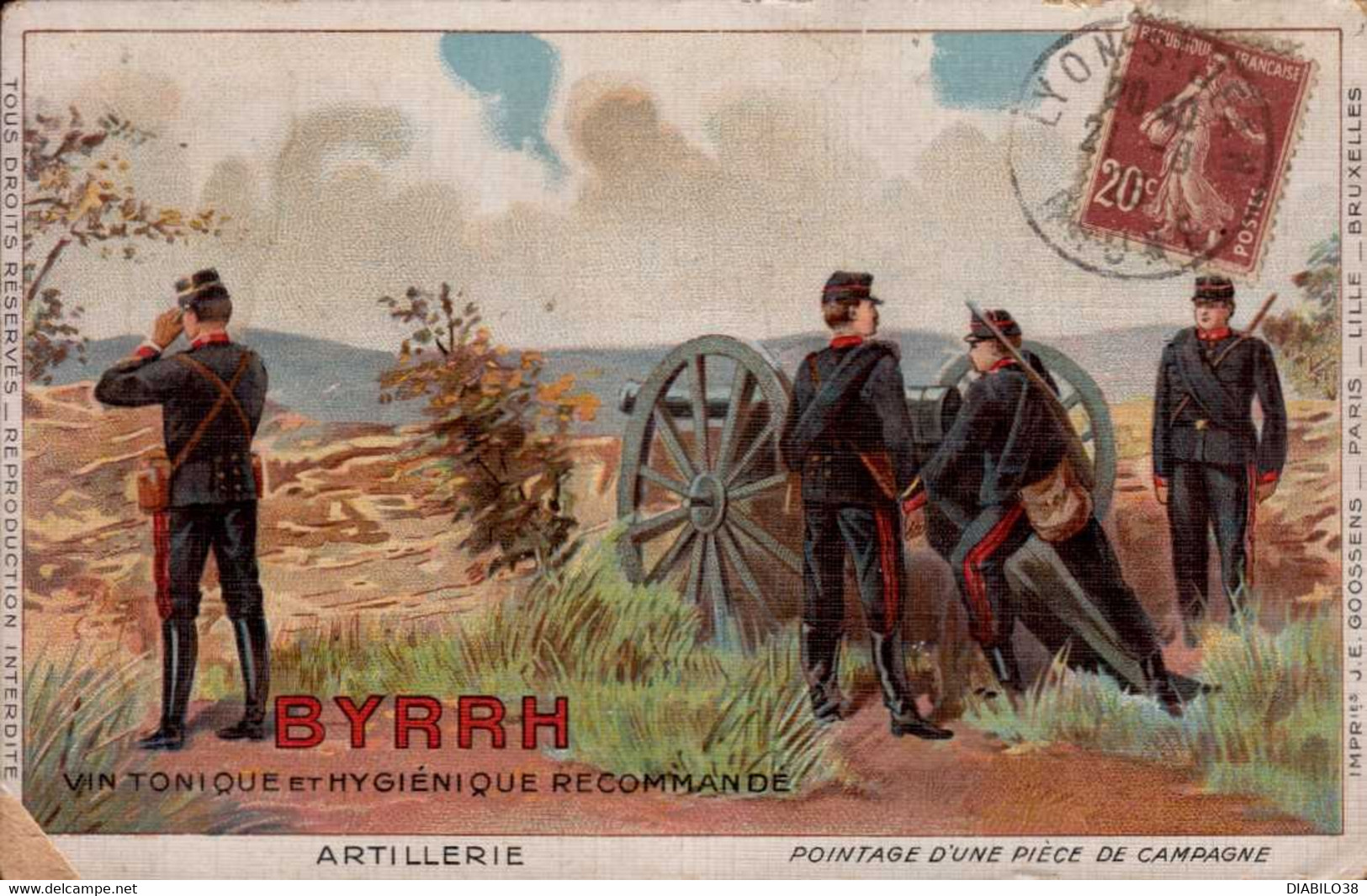 BYRRH _ VIN TONIQUE ET HYGIENIQUE RECOMMANDE _ ARTILLERIE _ POINTAGE D ' UNE PIECE DE CAMPAGNE - Publicité