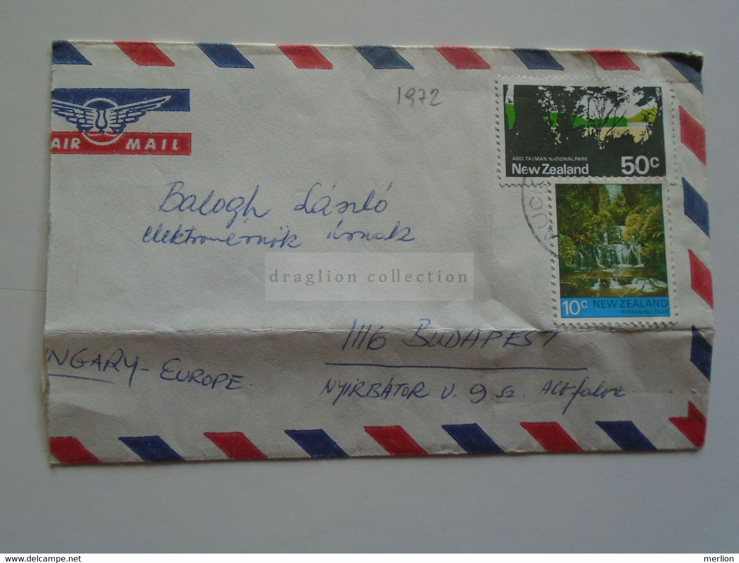 AD049.32  New Zealand -Cover  Cancel  1972 Stamp Abel Tasman National Park - Purakauni Falls - Cartas & Documentos