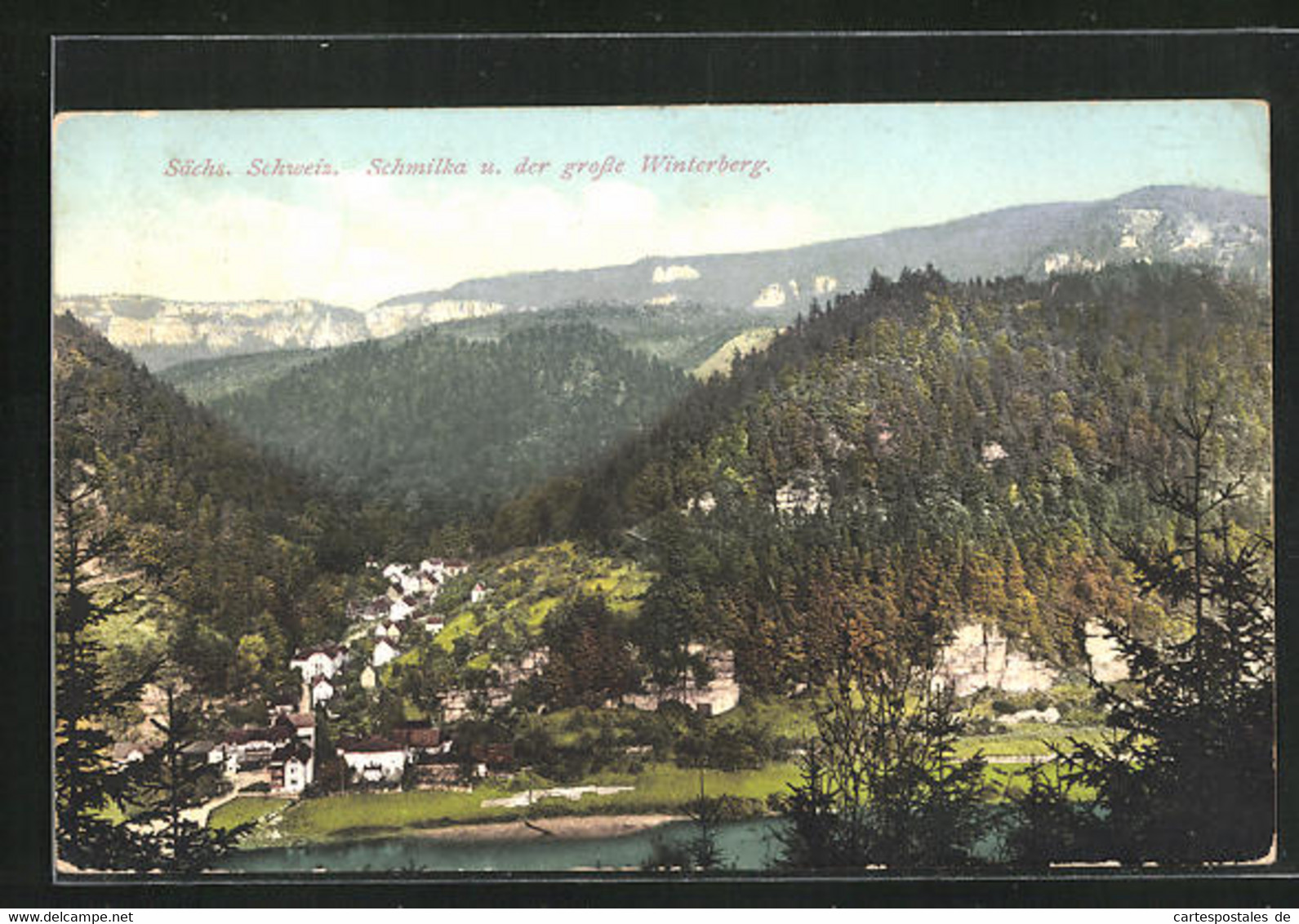 AK Schmilka /Sächs. Schw., Ortsansicht Aus Der Vogelperspektive Mit Grossem Winterberg - Schmilka