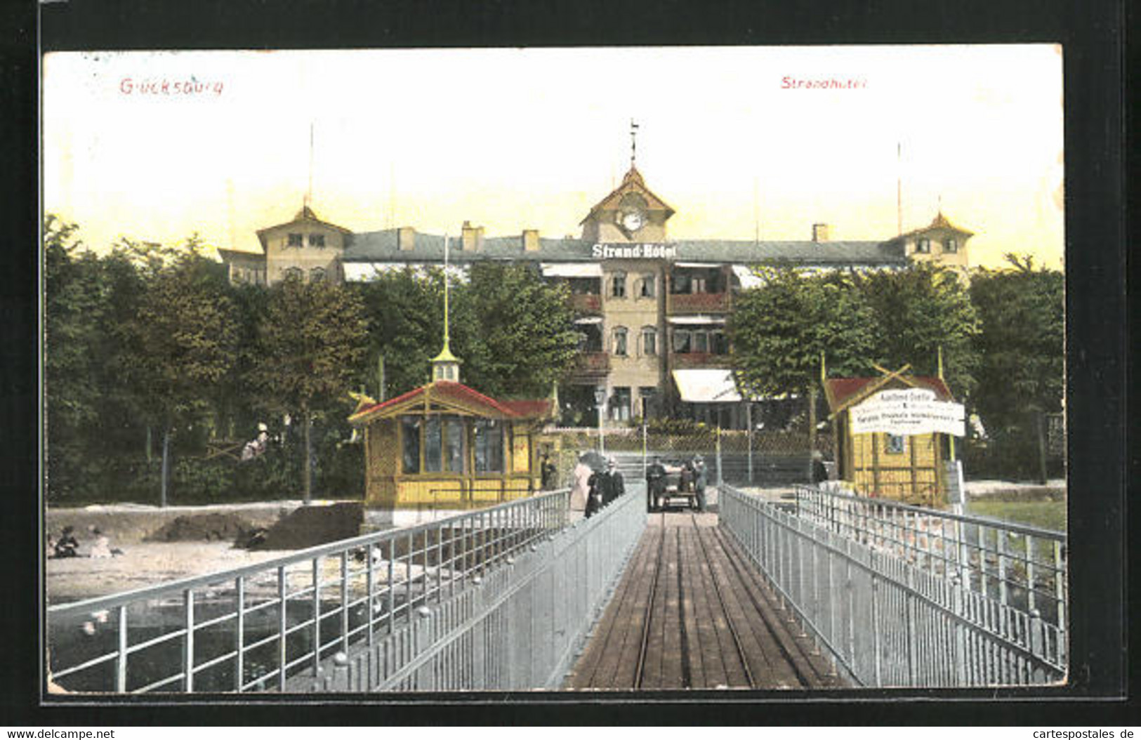 AK Glücksburg, Landungsbrücke Am Strandhotel - Glücksburg