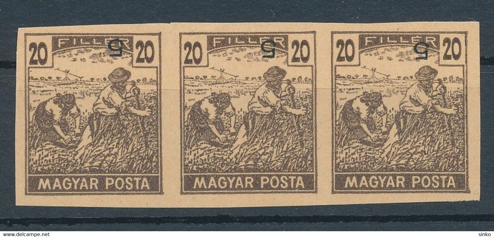1919. Hungarian Post Office 20f Stamps - Test Print - Errors, Freaks & Oddities (EFO)