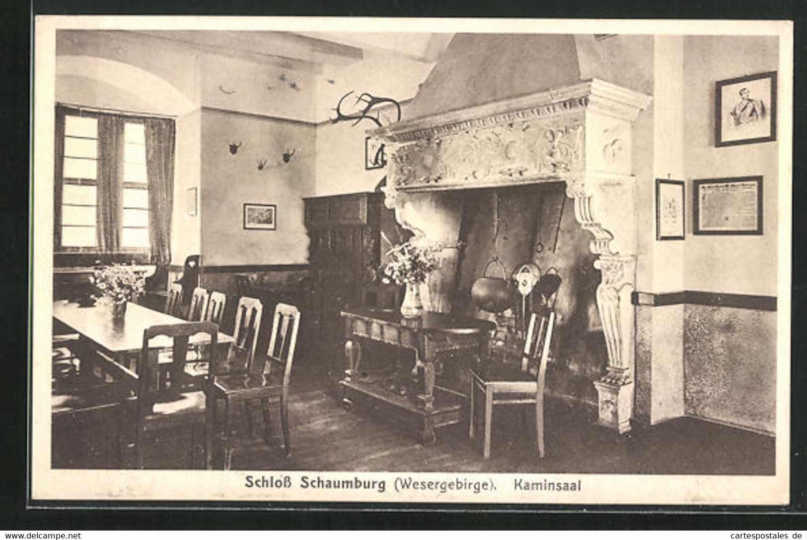 AK Rinteln / Wesergebirge, Kaminsaal Im Schloss Schaumburg - Schaumburg