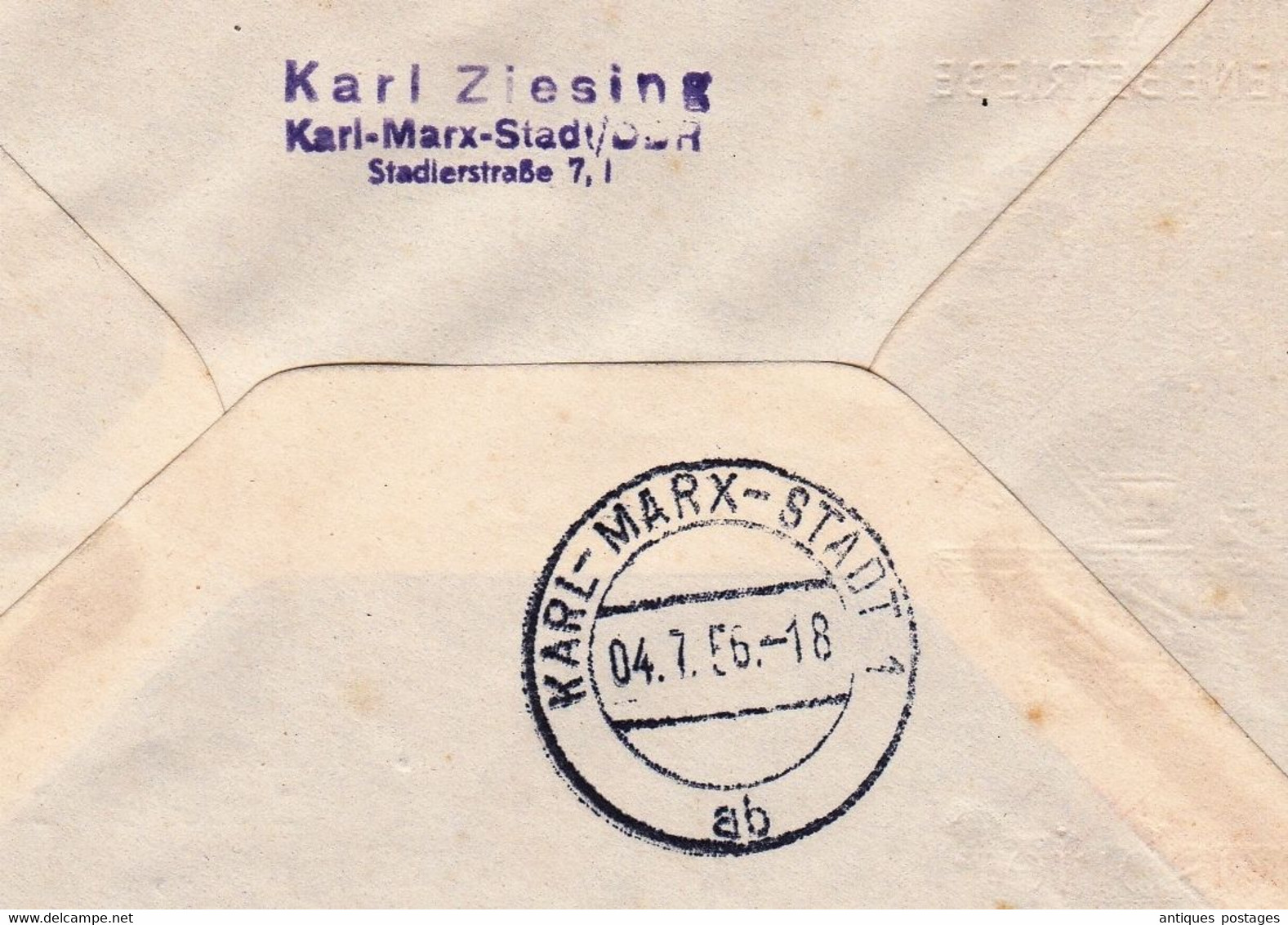 Ersttagsbrief 1956 Deutschland Chemnitz 10 Jahre Volkseigen Betreibe Berlin Karl Marx Stadt DDR - 1950-1970
