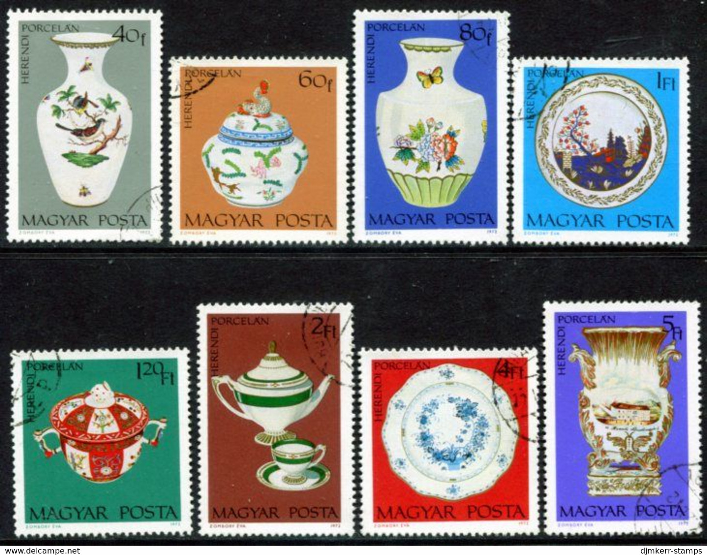 HUNGARY 1972 Herend Porcelain Set Used.  Michel 2795-802 - Usati