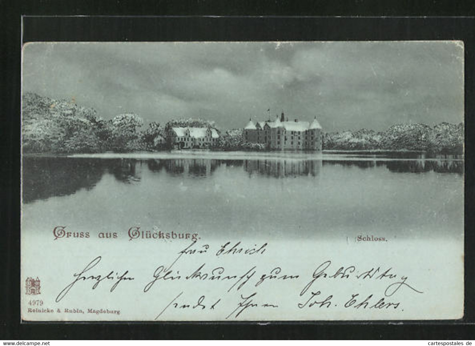 AK Glücksburg, Blick Auf Das Verschneite Schloss - Glücksburg