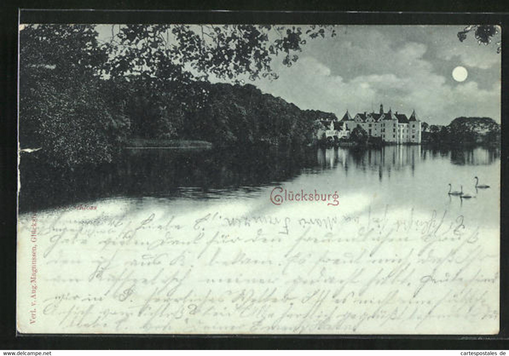 Mondschein-AK Glücksburg, Das Schloss Bei Nacht - Glücksburg