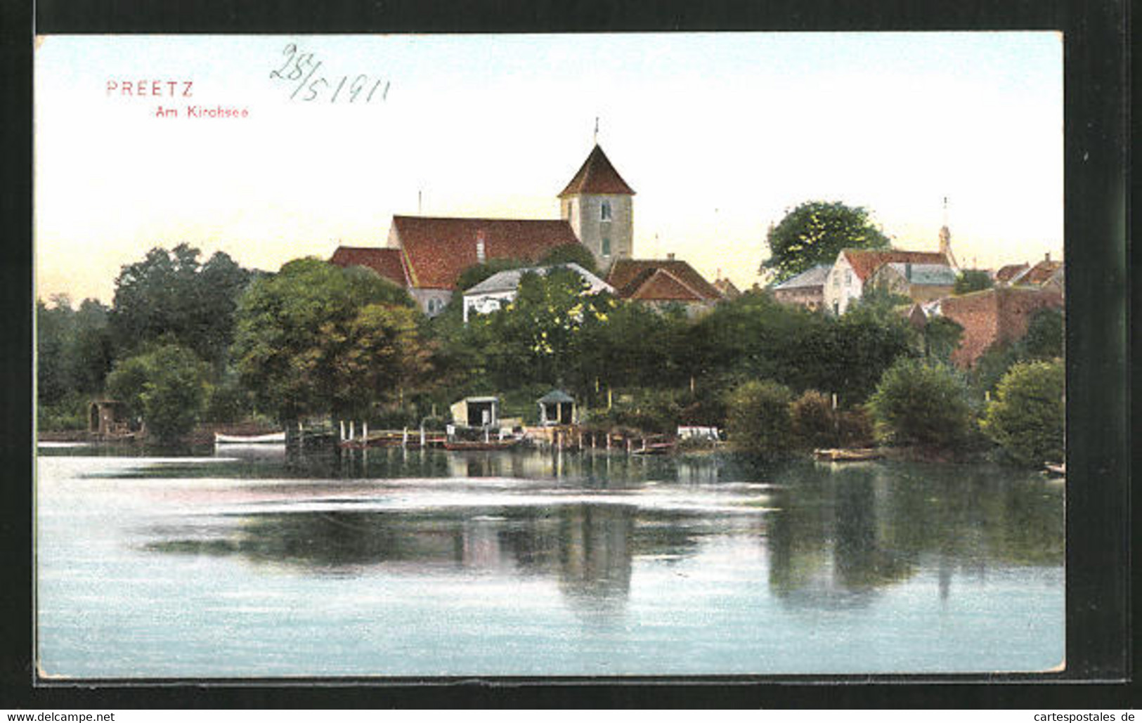 AK Preetz, Blick Auf Den Kirchsee Mit Kirche - Preetz